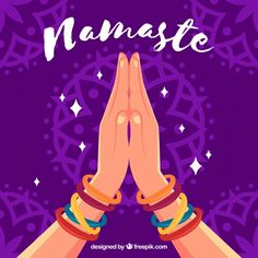 two hands with bracelets on their wrists and the words namaste above them