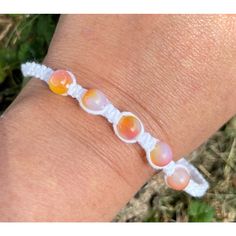 Orange & White Bead Macram Adjustable Anklet/Bracelet Osfm Features: *Artisan Handcrafted By Me *White Cord *Orange, Yellow And Red Swirl Plastic Beads *Adjustable To Allow Easy On/Off *No Tying Necessary Condition: New Size: One Size Fits Most, This Is A Little Larger So Would Make A Great Anklet As Well. Check Out My Other Artisan Jewelry And More! White Beaded Bracelets With Adjustable Length, White Macrame Friendship Bracelets As Gift, White Braided Bracelets With Resizable Round Beads, White Resizable Braided Bracelets With Round Beads, Adjustable White Macrame Bracelets, White Braided Bracelet With Adjustable Cord, Casual White Braided Bracelets With Adjustable Length, White Beaded Bracelets With Adjustable Length For Summer, White Macrame Jewelry With Round Beads