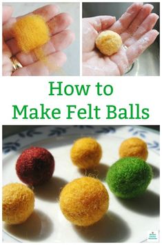 how to make felt balls with the help of handmade yarns and needle tips