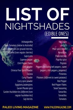 List of nighshades. Avoid these when on Auto Immune Paleo 1200 Calorie Diet Meal Plans, Nightshade Vegetables, Nightshade Free Recipes, Autoimmune Diet, Plant Paradox, Autoimmune Paleo, Autoimmune Protocol