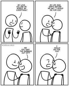 a comic strip with two people kissing each other and the caption says, i love you