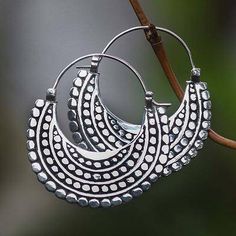 Sterling silver hoop earrings, 'Moon Sliver' - Artisan Crafted Sterling Silver Hoop Style Earrings Earrings Novica, Jewelry Novica, Novica Jewelry, Dot Earrings, Earrings Hoop, Sterling Silver Dangle Earrings, Silver Lining, Sterling Silver Hoop Earrings, Sterling Silver Hoops