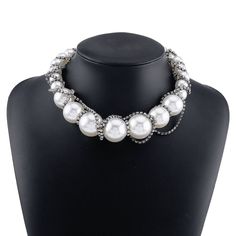 Length: 41-50cm Trendy Pearl Necklace With Chain For Parties, Pearl Choker With Chain Detail, Elegant Pearl Choker With Chain Detail, Trendy Pearl Chain Necklace For Party, Elegant Pearl Choker With Chain, Beaded Choker Bridal Necklace For Party, Party Pearl Beaded Chain Necklace, Party Pearl Chain Choker, Adjustable Pearl Embellished Choker Necklace