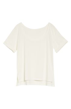 This lightweight T-shirt is made of supersoft stretch cotton in a heathered color created with plant-based dye that becomes more vibrant over time. Scoop neck Short sleeves High/low hem 91% organic cotton 9% elastane Hand wash, dry flat Imported Women's Clothing Versatile T-shirt With Shirttail Hem, Stretch Modal T-shirt For Summer, Summer Scoop Neck T-shirt With Relaxed Fit, Summer Shirttail Hem T-shirt For Everyday, Summer Relaxed Fit Scoop Neck T-shirt, Relaxed Fit Scoop Neck T-shirt For Summer, Summer T-shirt With Shirttail Hem For Everyday, Casual Modal Top With Relaxed Fit, Lightweight Summer Tops For Everyday