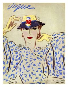 a woman wearing a hat with blue and white designs on the cover of an article