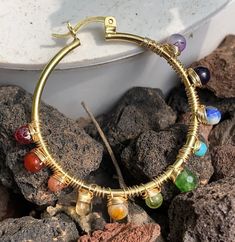 Arracadas Jäti Multicolor Rainbow Mexican Jewelry / Hoop Earrings Semiprecious Stones Quartz Gold Laminated Sterling Silver 925 - Etsy Gift Gemstone Beads Hoop Earrings, Round Gemstone Beads Hoop Earrings As Gift, 14k Gold Filled Gemstone Hoop Earrings, Metal Jewelry With Natural Stones In Round Shape, Round Metal Jewelry With Natural Stones, Handmade Multicolor 14k Gold Filled Jewelry, Hoop Earrings With Round Natural Stones For Gift, Multicolor Round Gemstone Jewelry, Multicolor Hand Wrapped Round Bead Jewelry