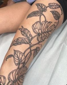 Plant Leg Sleeve Tattoo, Plant Propagation Tattoo, Vining Plant Tattoo, Abstract Botanical Tattoo, Monstera Vine Tattoo, Asian Floral Tattoo, Vine Drawing Tattoo, Plant Arm Tattoo, Monstera Tattoo Sleeve