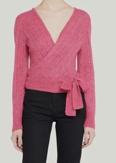 $325 Naadam Women's Pink Reversible Wrap Pointelle Alpaca Wool Sweater Size L Description Naadam reversible sweater featuring a self-tie wrap detail in a soft pointelle alpaca High crew neckline Long sleeves; ribbed cuffs Blouson silhouette Hem sits at the hip Alpaca/polyamide/wool Dry clean Imported About Us We sell only 100% authentic clothing from new with tags to gently used. We have a 100% authentic or money back guarantee on every item we sell. Items are listed daily so make sure to put us Alpaca Wool Sweater, Reversible Sweater, Tie Wrap, Outfit Combinations, Wrap Sweater, Alpaca Wool, Sewing Inspiration, Pink Sweater, Colorful Fashion