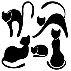 black and white silhouettes of cats