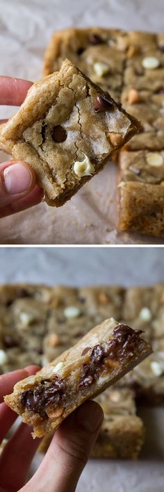 two pictures of the same chocolate chip cookie