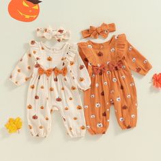 Includes: Romper & BowMaterial: Cotton BlendGender: GirlsPattern: PumpkinsSleeve Length: LongSummary: Baby Toddler Long Sleeve Ruffles Pumpkin Jack-o-Lantern Romper with Matching Bow 2 Piece Fall Halloween Set Playful Long Sleeve Sets For Fall, White Long Sleeve Sets For Halloween, Family Matching Long Sleeve Sets For Summer, Cute Long Sleeve Sets For Fall, Summer Family Matching Long Sleeve Sets, Cute White Sets For Fall, White Cartoon Print Sets For Fall, Cute Long Sleeve Sets For Halloween, Cute Cartoon Print Sets For Fall