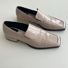 Zara Women’s Loafers, Never Worn. I Believe They Are A Faux Patent Leather. Size 36 Which Is A 5.5/6. Zara Loafers For Work With Pointed Toe, Beige Square Toe Flats For Work, Spring Patent Leather Slip-on Loafers, Spring Slip-on Patent Leather Loafers, Zara Pointed Toe Flats For Fall, Zara Flats For Formal Use In Fall, Zara Flats For Fall Formal Occasions, Zara Flats For Formal Fall Occasions, Trendy Beige Formal Loafers