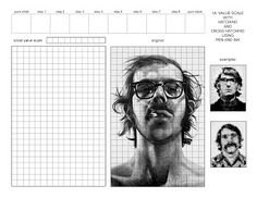 an image of a man with glasses and beards in front of a grid paper