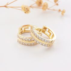 Hoop Earring 18K 14K 10K Pair Huggie Simulated Pave Diaomonds Solid Gold Latch Back Earring 18K 14K 10K  Swarovski CZ (Cubic Zirconia) * 100% 10K 14k 18K Solid Yellow Gold (Not Gold Vermail or Not Gold Plated) * Sold as Pair * Cubic Zirconia clear simulated diamonds * 0.63inch outer, 0.53inch inner diameter *     16mm outer,      13mm inner diameter * Hinge hoops click in place for a secure comfortable fit * Polished finish EU and UK taxes; *EU and UK orders over £135/€150 are subject to customs Gold Hoop Earrings With Halo Design In 14k Gold, Gold 14k Hoop Earrings With Halo Design, Gold Hoop Earrings With Halo Design, Gold Huggie Earrings With Diamond Accents, Gold Huggie Earrings With Halo In Fine Jewelry Style, Round Cubic Zirconia Halo Huggie Earrings, Gold Cubic Zirconia Huggie Earrings Round Cut, Round Huggie Earrings With Halo For Anniversary, Gold Huggie Earrings With Halo Detail