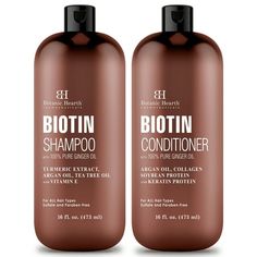 Botanic Hearth Biotin Shampoo and Conditioner set with pure ginger oil offers several benefits for hair and scalp. Biotin, also known as vitamin H, is an essential nutrient for hair growth and strength. This shampoo and conditioner contains biotin which helps to strengthen hair, reduce hair loss, and promote healthy hair growth. Pure ginger oil is also known to stimulate hair growth which makes it an ideal hair growth shampoo and conditioner set. It also has anti-inflammatory properties that hel Biotin And Collagen Shampoo, Best Shampoo And Conditioner, Best Shampoo, Strengthen Hair Follicles, How To Grow Your Hair Faster, Hair Cleanser, Biotin Shampoo, Shampoo And Conditioner Set, Ginger Oil