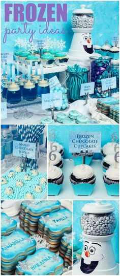 frozen birthday party ideas including cupcakes and cookies