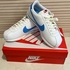 100% Authentic Missed The Return Date Comes New In Box Pretty Shoes Sneakers, Men's Footwear, Nike Fashion, University Blue, Nike White, Nike Cortez, Pretty Shoes, Nike Cortez Sneaker