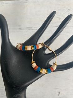 1 Pair of Heishi Clay Bead Hoop Earrings - Etsy Bead Earrings Ideas, Heishi Bead Earrings, Clay Bead Earrings, Bead Hoop Earrings, Earrings Ideas, Clay Bead, Heishi Beads, Beaded Hoop Earrings, Beaded Hoops