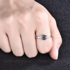 This is a Black Rutilated Quartz engagement ring in solid gold,about 6x6mm Hexagon. The accent stones are round 1.5mm and marqueise 2x4mm moissanites.925 sterling silver ring with side Simulated Diamonds.It can be made in any ring size. However please contact me to custom make it to a special big or small size.It can be made in white gold,rose gold or yellow gold with 14k or 18k. However for some people who are nickel allergic,I can also make it to 925 sterling silver to make you can wear it.The Black Rutilated Quartz Engagement Ring, Rutilated Quartz Engagement Ring, Vintage Engagement Rings Art Deco, Rose Gold Moissanite Ring, Quartz Engagement Ring, Black Rutilated Quartz, Engagement Ring Vintage, Rutilated Quartz, Moissanite Rings