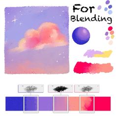 the color scheme for blending is shown with different colors and shapes to choose from, including clouds