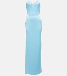 Honore satin maxi dress in blue - Alex Perry | Mytheresa Halter Gown, Alex Perry, Satin Maxi, Satin Maxi Dress, Maxi Dress Blue, Satin Dress, Satin Dresses, Designing Women, Color Design