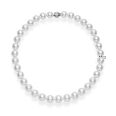 Crafted from luxurious 18k white gold, this stunning Cultured Pearl Necklace is adorned with pristine white pearls, making it a must-have in your Everyday Essentials collection. Mikimoto Jewelry, Pearl Strands Necklace, Pearl Strand, Travel Jewelry Box, Chic Necklace, Cultured Pearl Necklace, Sea Pearl, South Seas, Sea Pearls