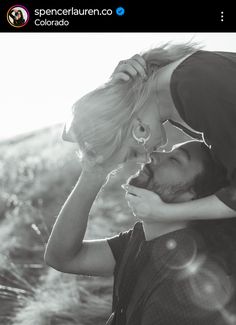 a man and woman kissing each other in black and white photo with the caption's above them