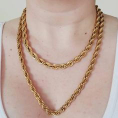 Rope Necklace, Bold Necklace, Chunky Necklace, 18k Gold Necklace, Gold Filled Necklace, Water Resistant Necklace, Tarnish Free Necklace Gift For Hair Stylist, Pouch Necklace, Christmas Gifts For Aunts, Christmas Gifts For Teenagers, Chunky Gold Necklaces, Vintage Modern Jewelry, Christmas Gift Daughter, Best Gift For Wife, Silver Rope Chain