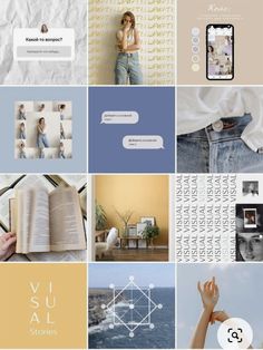 the collage is made up of many different pictures and texting items, including an open book