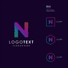 the letter n logo is made up of colorful lines and hexagonal shapes, which are