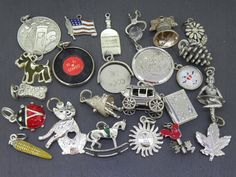 Choice of vintage sterling silver (previously worn) charm for charm bracelets. A variety of sizes and conditions so please view photos and ask any questions if needed though they all have age related wear and/or patina (rarely are they in perfection condition), pictures tell the best story. They are all either marked or tested and guaranteed sterling silver if unmarked. Anything not pictured with a jump ring will have one included in their order.  Jump rings may or may not be sterling silver dep Antique Charm Bracelet As Gift, Silver Charm Necklaces With Vintage Charm For Anniversary, Vintage Nickel-free Charms For Gifts, Nickel-free Silver Charms Souvenir, Nickel-free Silver Charms For Souvenir, Vintage Nickel-free Charms For Jewelry Making, Vintage Sterling Silver Charms For Anniversary, Vintage Silver Charm Necklaces For Anniversary, Vintage Silver Charm Necklace For Anniversary