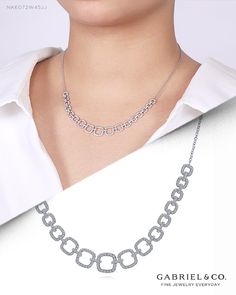 14K White Gold Fashion Necklace NK6072W45JJ #GabrielNY #DiamondJewelry #FineJewelry #GabrielAndCo #UniqueJewelry #FashionJewelry#GiftIdeas#UniqueGifts #DiamondJewelry #Jewelry #Necklaces #DiamondNecklace� #GoldNecklace Timeless Diamond Necklace For Evening, Fine Jewelry Diamond Cut Necklace For Evening, White Gold Necklaces With Diamond Accents For Evening, Dazzling Diamond Cut Necklace For Evening, Luxury Diamond Necklace For Evening, Elegant White Gold Chain Necklace For Everyday Luxury, Elegant White Gold Chain Necklace, Elegant Everyday White Gold Chain Necklace, Elegant Everyday Luxury White Gold Chain Necklace