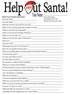 a printable help out santa list for kids to use on their christmas day activities