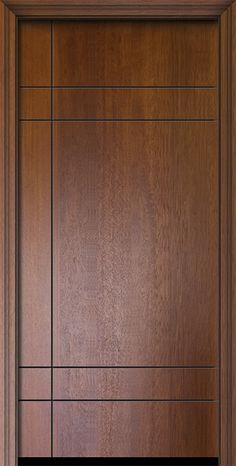 a wooden door with glass panels on the front and side panel, in dark wood