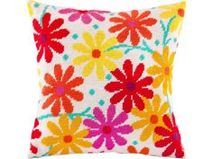 a colorful pillow with flowers on it