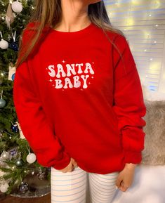 Get festive with our Santa Baby Crewneck Sweatshirt! The Unisex Sizing makes the sweatshirt run slightly larger than your average sweatshirt for women. Most men find their normal size to be more snug. If you want a slightly looser fit, size up one size. Please check out our size chart for measurements to ensure an accurate fit. PLEASE BE SURE TO INPUT YOUR CORRECT SIZE/COLOR + SHIPPING ADDRESS. We will not be responsible if it is incorrect! Refunds/Exchanges accepted, please read our Refund Poli Aesthetic 00s, Cute Embroidery, Embroidery Sweatshirt, Sweatshirt For Women, Santa Baby, Sweatshirt Christmas, Y2k Aesthetic, Christmas Colors, Christmas Sweatshirts