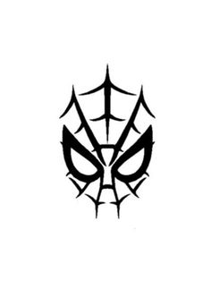 a black and white image of a spiderman face with sharp lines on it's head