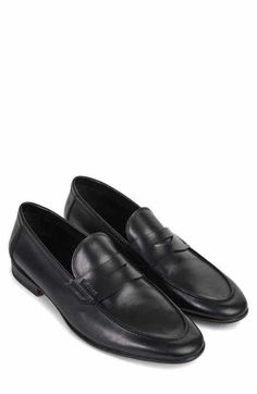 Calvin Klein Jay Leather Loafer (Men) | Nordstromrack Slip-on Moc Toe Loafers For Office, Business Almond Toe Slip-ons With Leather Lining, Timeless Business Slip-on Loafers, Business Casual Almond Toe Loafers With Leather Footbed, Timeless Slip-on Moccasins For Business, Business Loafers With Textured Sole And Round Toe, Slip-on Cap Toe Loafers With Rubber Sole, Slip-on Loafers With Rubber Sole And Cap Toe, Cap Toe Slip-on Loafers With Rubber Sole