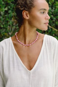 Zara Necklace – casa clara Summer Pink Flower Beaded Necklaces, Handmade Delicate Beaded Necklaces For Everyday, Delicate Handmade Beaded Necklaces, Dainty Summer Choker, Handmade Choker Necklace For Spring, Dainty Handmade Choker For Everyday, Dainty Flower-shaped Beaded Necklaces For Summer, Dainty Handmade Everyday Choker, Trendy Tiny Beads Necklace For Spring