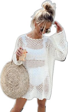 Open Knit Cover-up For Poolside Vacation, Open Knit Poolside Cover-up For Vacation, White Breezy Cover-up For Vacation, Beachy Open Knit Cover-up For Poolside, Beach Party Open Knit Cover-up, White Breezy Cover-up For Poolside, White Breezy Summer Cover-up, White Summer Cover-up, White Beachy Cover-up