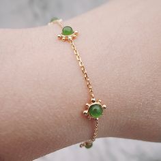 "Materials: Gold, Rose gold, White gold SKU:etsy079 Gemstone: jade Stone Quantity:6 Delicate half-round style bracelet (half beads are tiny, 3mm). Genuine jade style beads, 14k/18k gold beads, and 14k/18k gold clasp. Choose your favorite style! Length = 5/5.5/6/6.5/7/7.5/8 inches (If you need another length feel free to ask). If you have any additional questions about this bracelet, just hit the \"Message Seller\" and we will get back you within a few hours. Be sure to hit \"favorite\" on the ri Rose Gold Bracelet For Women, Dainty Engagement Rings, Elegant Engagement Rings, Birthstone Bracelet, Gold Bracelet For Women, Rose Gold White, Jade Bracelet, Moissanite Jewelry, Birthstone Bracelets