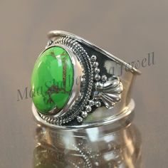 "Oval Green Copper Turquoise Silver Band Ring -Turquoise Ring -Handmade Designer Ring -Boho Hippie Ring -925 Silver Ring -Rings For Women SHOP LINK:- https://www.etsy.com/shop/MaaShabashibaJewell?ref=seller-platform-mcnav 》D E T A I L S《 Gemstone: Natural Turquoise Gem Color: Green Gem Shape: Oval Metal: 925 Sterling Silver Purity: 925 Parts Per 1000 Setting Type: Bazel Set Silver Polish: High Ring Size: All Size Available Please note that there Can be slight variations in stone texture and colo Bohemian Turquoise Toe Ring As Gift, Bohemian Adjustable Emerald Open Ring, Bohemian Emerald Adjustable Open Ring, Adjustable Green Turquoise Ring, Spiritual Style, Adjustable Green Turquoise Ring In Spiritual Style, Nickel Free Bohemian Ring, Nickel-free Bohemian Ring Jewelry, Nickel-free Bohemian Style Ring, Nickel-free Bohemian Ring