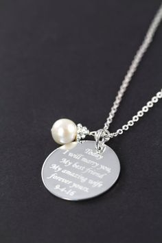 "Wedding Gifts and custom engraved Jewelry by Shiny Little Blessings on Etsy. This necklace comes individually gift wrapped and with a message card for convenient and loving gift giving. Choose from two cards. Please let me know if you want to add a personalized message to the gift wrapped item. ★ This item is created with the highest quality sterling silver, NEVER plated! Best bet for all skin types and those with metal sensitivities. Your best choice for lasting quality. ★ ★ Need it quickly? ★ Engraved Round Pendant Jewelry Gift, Silver Jewelry With Engraved Text For Gift, Silver Jewelry With Engraved Text As Gift, Meaningful Sterling Silver Jewelry With Engraved Text, Engravable Necklace For Wedding And Valentine's Day, Wedding And Valentine's Day Necklace With Engraving Option, Engraving Option Necklaces For Wedding And Valentine's Day, Wedding Necklaces With Engraving Option For Valentine's Day, Silver Jewelry With Engraving Option For Gift