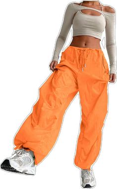 Casual Harem Pants With Elastic Waistband For Sports, Baggy Casual Harem Pants For Sports, Solid Color Parachute Pants For Streetwear, Baggy Harem Pants With Drawstring For Streetwear, Sporty Baggy Parachute Pants For Summer, Solid Baggy Pants For Outdoor Activities, Hip Hop Parachute Pants With Elastic Waistband For Spring, Sports Wide Leg Pants With Cargo Pockets, Solid Parachute Pants With Loosely Fitted Hips For Streetwear