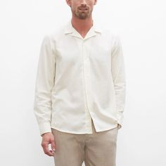 The Official Fabric Of Summer, Cotton Seersucker Gives Our Camp-Collar Shirt A Warm-Weather Refresh That Looks (And Feels) Cooleven On The Hottest Days. In Our Signature Standard Fit For An Easy And Comfortable Fit. White: Model Is 6'1" Wearing A Size M Designed For An Easy Fit Through The Chest And Body. Think Refined Comfort. 100% Cotton Standard Fit With A 29¼" Length; Based On A Size M Front Button Placket Camp Collar; Long Sleeves With Single-Button Barrel Cuffs; Back Shoulder Yoke; Shirtta Cream Camp Collar Shirt For Summer, White Unstructured Casual Camp Shirt, Summer Cream Shirt With Camp Collar, Cream Summer Shirt With Camp Collar, White Collared Camp Shirt For Spring, White Linen Camp Shirt For Spring, White Relaxed Fit Collared Camp Shirt, White Relaxed Fit Camp Shirt With Spread Collar, Relaxed Fit Long Sleeve Camp Shirt For Vacation