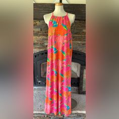 Gorgeous Maxi Dress From Trina Turk! Size Xl Halter Ties Behind Neck New With Tag Gorgeous Maxi Dresses, Trina Turk Dresses, Halter Maxi Dress, Halter Maxi, Dress Xl, Halter Maxi Dresses, Trina Turk, Xl Dress, Orange Pink