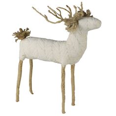 an animal made out of yarn with antlers on it's head and legs