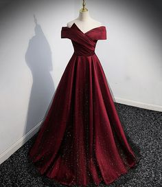 Cherry Red Dress Prom, Wine Prom Dress, Wine Red Prom Dress, Red Block Heels, Burgundy Formal Dress, Prom Dress Burgundy, Wine Red Dress, Burgundy Evening Dress, A Line Evening Dress