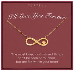 PRICES MAY VARY. Infinite Heart: When she wears Suavell infinity necklaces for women close to her heart, it lovingly collapses time and space if you ever find yourselves apart. And so, this eternally regenerating bond is perfect for Valentines Day, Girlfriend Birthday gifts, and Anniversary gifts for her. Lasting 18k Gold Plating: We’ve seen other womens jewelry make skin go red or green, but not this because our gold plated chain necklace is non-corrosive. To keep this handcrafted necklace shin Customizable Yellow Gold Necklaces For Valentine's Day, 14k Gold Filled Pendant Necklace For Valentine's Day, Personalized Yellow Gold Heart Necklace For Valentine's Day, Infinity Necklaces For Valentine's Day, Gifts For Wife Christmas, Yellow Gold Infinity Necklace For Valentine's Day, Infinite Heart, Matching Necklaces For Couples, For Girlfriend Gifts