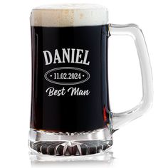 a beer mug with the name daniel on it